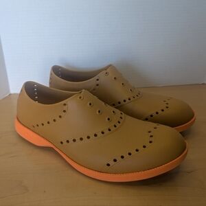 BIION Men's US 8 Oxford Spikeless Golf Shoe Leather/Orange Unisex Casual Sporty